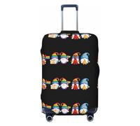 Salelf Lgbt Gnome Luggage Cover Washable Elasticated Luggage Covers for Suitcase TSA Approved Stylish Scratch Resistant Luggage Case Protector, Black, L (26-28 in suitcase)