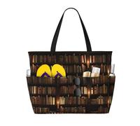 Salelf Library of Old Books Large Beach Tote Bag for Women Extra Large Capacity Waterproof Sandproof Pool Bag Suitable for Swimming Pool Gym Travel