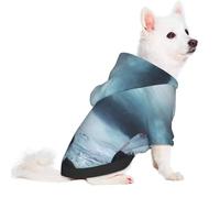 Salelf Lighthouse in a Stormy Sea for Small Dog Hoodie for Winter Fall, Warm Polyester Puppy Clothes with Hood, Soft Cozy Dog Sweater for Small Breeds, Cold Weather Pet Apparel