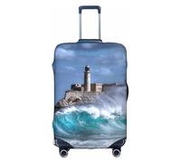 Salelf Lighthouse in Havana for Luggage Cover Washable Elasticated Suitcase Covers TSA Approved Stylish Dust and Scratch Resistant Case Protector for Kids and Adults, White, X-Large
