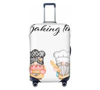 Salelf Little Chef Gnome for Luggage Cover Washable Elasticated Suitcase Covers TSA Approved Stylish Dust and Scratch Resistant Case Protector for Kids and Adults, Black, S