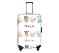 Salelf Little Chef Gnome for Luggage Cover Washable Elasticated Suitcase Covers TSA Approved Stylish Dust and Scratch Resistant Case Protector for Kids and Adults, White, S