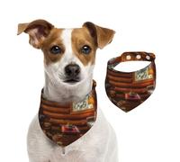Salelf Log Cabin Inside for Dog Bandana Adjustable - Quick Dry & Breathable Cotton, Cute Floral Pattern for Small Medium Large Dogs, Perfect for Holiday Photos