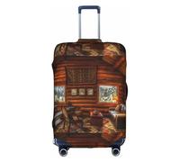 Salelf Log Cabin Inside for Luggage Cover Washable Elasticated Suitcase Covers TSA Approved Stylish Dust and Scratch Resistant Case Protector for Kids and Adults, White, XL