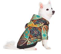 Salelf Mandala Flower Element for Small Dog Hoodie for Winter Fall, Warm Polyester Puppy Clothes with Hood, Soft Cozy Dog Sweater for Small Breeds, Cold Weather Pet Apparel