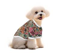 Salelf Mandala Flowers for Pure Cotton Pet T-Shirt for Dogs & Cats - Soft, Breathable Summer Tee or Sleeveless Vest, for Small Medium Breeds with Sensitive Skin