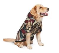 Salelf Mighty Lion for Dog Hoodie Sweatshirt for Large Dogs, Winter Warm Fleece Lined Polyester Jacket for German Shepherd Golden Retriever, Reflective Strips for Night Walk