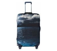 Salelf Moon Illuminating The Ocean for Luggage Cover Washable Elasticated Suitcase Covers TSA Approved Stylish Dust and Scratch Resistant Case Protector for Kids and Adults, Black, Small