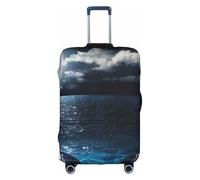Salelf Moon Illuminating The Ocean for Luggage Cover Washable Elasticated Suitcase Covers TSA Approved Stylish Dust and Scratch Resistant Case Protector for Kids and Adults, White, S