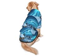 Salelf Mountain Cottage in Snow and Northern Lights Dog Hoodie Security Dog Hoodie Sweater with Pocket and Leash Hole Warm Pet Clothes Dog Winter Sweatshirt for Medium Large Dogs