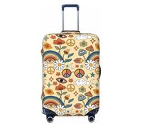 Salelf Mushrooms And Rainbows Peace for Luggage Cover Washable Elasticated Suitcase Covers TSA Approved Stylish Dust and Scratch Resistant Case Protector for Kids and Adults, Black, Large