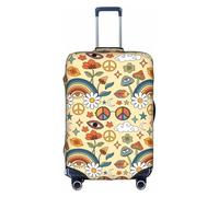 Salelf Mushrooms And Rainbows Peace for Luggage Cover Washable Elasticated Suitcase Covers TSA Approved Stylish Dust and Scratch Resistant Case Protector for Kids and Adults, White, Large