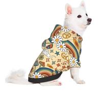Salelf Mushrooms and Rainbows Peace for Small Dog Hoodie for Winter Fall, Warm Polyester Puppy Clothes with Hood, Soft Cozy Dog Sweater for Small Breeds, Cold Weather Pet Apparel