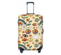 Salelf Mushrooms And Rainbows Peace Luggage Cover Washable Elasticated Luggage Covers for Suitcase TSA Approved Stylish Scratch Resistant Luggage Case Protector, Black, L (26-28 in suitcase)