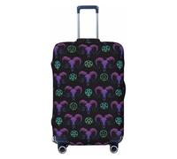 Salelf Mysterious Colorful Ram Skull for Luggage Cover Washable Elasticated Suitcase Covers TSA Approved Stylish Dust and Scratch Resistant Case Protector for Kids and Adults, Black, X-Large