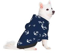 Salelf Nautical Themed Simple Anchors for Small Dog Hoodie for Winter Fall, Warm Polyester Puppy Clothes with Hood, Soft Cozy Dog Sweater for Small Breeds, Cold Weather Pet Apparel