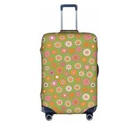 Salelf Nostalgic 70s Groovy Print for Luggage Cover Washable Elasticated Suitcase Covers TSA Approved Stylish Dust and Scratch Resistant Case Protector for Kids and Adults, White, Small