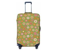Salelf Nostalgic 70s Groovy Print for Luggage Cover Washable Elasticated Suitcase Covers TSA Approved Stylish Dust and Scratch Resistant Case Protector for Kids and Adults, Black, Small