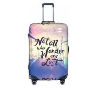 Salelf Not All Those Who Wander Are Lost for Luggage Cover Washable Elasticated Suitcase Covers TSA Approved Stylish Dust and Scratch Resistant Case Protector for Kids and Adults, White, M