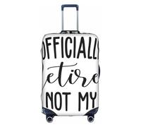 Salelf Officially Retired not My Problem Anymore for Luggage Cover Washable Elasticated Suitcase Covers TSA Approved Stylish Dust and Scratch Resistant Case Protector for Kids and Adults, White, Small