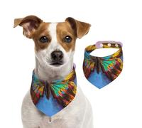 Salelf Oil Painting Beautiful Butterfly for Dog Bandana Adjustable - Quick Dry & Breathable Cotton, Cute Floral Pattern for Small Medium Large Dogs, Perfect for Holiday Photos