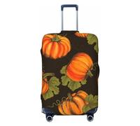 Salelf Orange Pumpkin Autumn Maple Falling Leaves Luggage Cover Washable Elasticated Luggage Covers for Suitcase TSA Approved Stylish Scratch Resistant Luggage Case Protector, Black, X-L (28.3-31.5 in