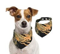 Salelf Oriental Dragon for Dog Bandana Adjustable - Quick Dry & Breathable Cotton, Cute Floral Pattern for Small Medium Large Dogs, Perfect for Holiday Photos