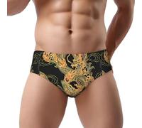 Salelf Oriental Dragon Men's Underwear Briefs Coverd Waistband Silky Touch Underwear, Black, S