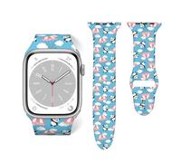 Salelf Panda Flying in the Sky for Extra Long Apple Watch Band with Dual Buckle, Stretchy Silicone Strap, Sport Fashion Bands for Women Men Compatible with iWatch Series 9/8/SE