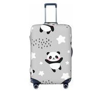 Salelf PandasBetween Clouds and Stars Luggage Cover Washable Elasticated Luggage Covers for Suitcase TSA Approved Stylish Scratch Resistant Luggage Case Protector, Black, M (22.8-25 in suitcase)
