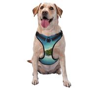 Salelf Paradise Island in The Form of Heart No Pull Dog Harness Reflective Adjustable Pet VES No Choke Front Clip Pet Harness with 2 Leash Clips + 1 Pet Leash for Large Dog Walking