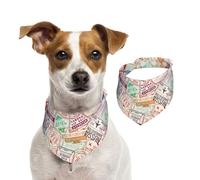 Salelf Passport Stamp for Dog Bandana Adjustable - Quick Dry & Breathable Cotton, Cute Floral Pattern for Small Medium Large Dogs, Perfect for Holiday Photos