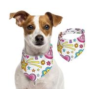 Salelf Peace Love and Dove Flower Power for Dog Bandana Adjustable - Quick Dry & Breathable Cotton, Cute Floral Pattern for Small Medium Large Dogs, Perfect for Holiday Photos
