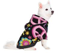 Salelf Peace Love and Dove Flower Power for Small Dog Hoodie for Winter Fall, Warm Polyester Puppy Clothes with Hood, Soft Cozy Dog Sweater for Small Breeds, Cold Weather Pet Apparel