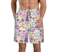 Salelf Peace Love and Dove Flower Power Mens Beach Shorts Quick Dry Casual Swim Trunks Beach Holiday Party