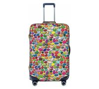 Salelf Pebble Colorful Background for Luggage Cover Washable Elasticated Suitcase Covers TSA Approved Stylish Dust and Scratch Resistant Case Protector for Kids and Adults, Black, Large