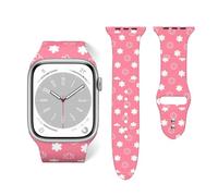 Salelf Pink Paper Cut Flowers for Extra Long Apple Watch Band with Dual Buckle, Stretchy Silicone Strap, Sport Fashion Bands for Women Men Compatible with iWatch Series 9/8/SE, Silicone