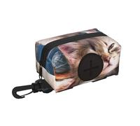 Salelf Playful Cat for Dog Poop Bag Holder for Leash Doggie Waste Bag Dispenser with Carabiner Clip Soft Fabric Zipper Small Doggy Puppy Pouch