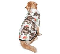 Salelf Puppies and Flowers Dog Hoodie Security Dog Hoodie Sweater with Pocket and Leash Hole Warm Pet Clothes Dog Winter Sweatshirt for Medium Large Dogs