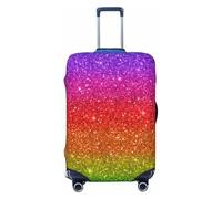 Salelf Rainbow Glitter for Luggage Cover Washable Elasticated Suitcase Covers TSA Approved Stylish Dust and Scratch Resistant Case Protector for Kids and Adults, Black, Medium