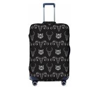 Salelf Ram and Tiger Skulls for Luggage Cover Washable Elasticated Suitcase Covers TSA Approved Stylish Dust and Scratch Resistant Case Protector for Kids and Adults, Black, Large