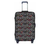 Salelf Ram Skull with Flowers for Luggage Cover Washable Elasticated Suitcase Covers TSA Approved Stylish Dust and Scratch Resistant Case Protector for Kids and Adults, White, Large