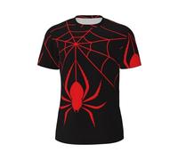 Salelf Red Spider and Spider Web for Men's Dry Fit Workout Gym T Shirts, Short Sleeve Running Moisture Wicking, Black, M