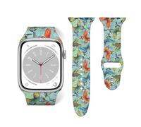 Salelf Retro Seamless Flying Butterflies for Extra Long Apple Watch Band with Dual Buckle, Stretchy Silicone Strap, Sport Fashion Bands for Women Men Compatible with iWatch Series 9/8/SE