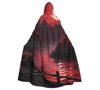 Salelf Riverside Full Moon for Halloween Cape for Adults, Black Cloak with Hood, Costume Cloak for Women Men, Elegant Velvet Gothic Cape Accessory for Halloween Party