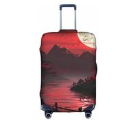Salelf Riverside Full Moon for Luggage Cover Washable Elasticated Suitcase Covers TSA Approved Stylish Dust and Scratch Resistant Case Protector for Kids and Adults, White, Medium