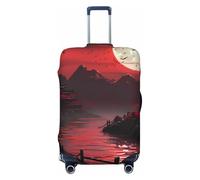 Salelf Riverside Full Moon for Luggage Cover Washable Elasticated Suitcase Covers TSA Approved Stylish Dust and Scratch Resistant Case Protector for Kids and Adults, Black, M