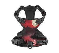 Salelf Riverside Full Moon No Pull Dog Harness Reflective Adjustable Pet VES No Choke Front Clip Pet Harness with 2 Leash Clips + 1 Pet Leash for Large Dog Walking