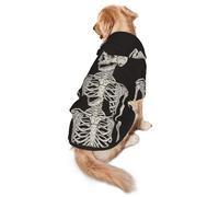 Salelf Rock and Roll Skeleton Skull Dog Hoodie Security Dog Hoodie Sweater with Pocket and Leash Hole Warm Pet Clothes Dog Winter Sweatshirt for Medium Large Dogs
