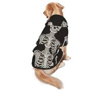 Salelf Rock and Roll Skeleton Skull1 Dog Hoodie Security Dog Hoodie Sweater with Pocket and Leash Hole Warm Pet Clothes Dog Winter Sweatshirt for Medium Large Dogs